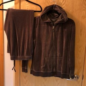 Brown velour lounging outfit